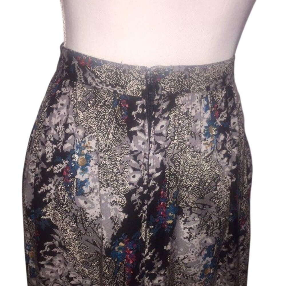 Vintage Code 7 New York Skirt Size 9 Black Gray Blue Red Tan Floral Pockets Used - Picture 13 of 14